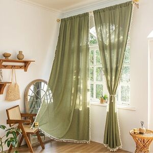 Olive Green Boho Curtains